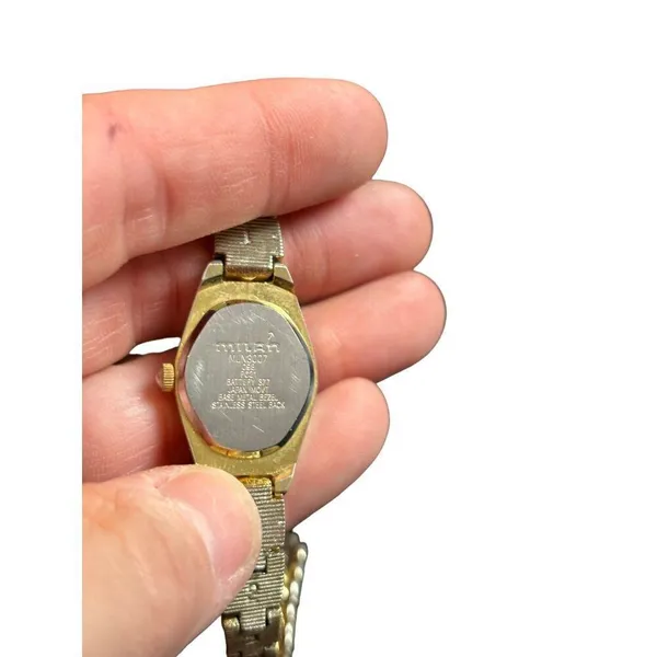 Millar Women's Quartz Watch Gold-Tone Textured Band Stainless Steel Back 7" - Image 6