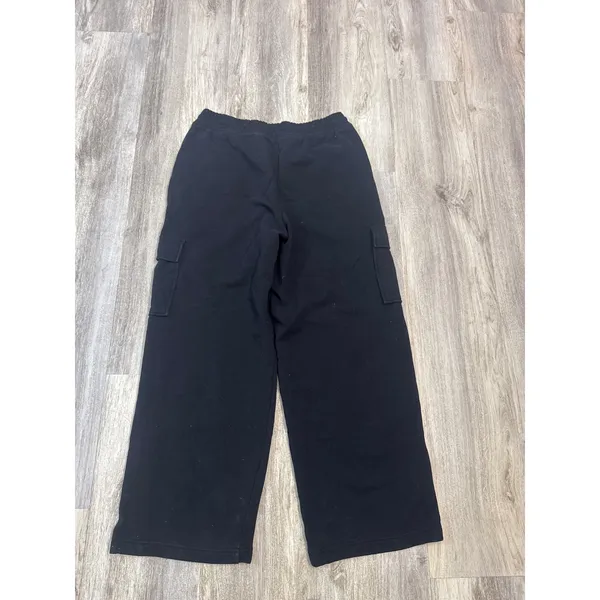 Athleta Easy Fleece Cargo Wide Leg Pants Black Women High Rise Size‎ Medium - Image 7