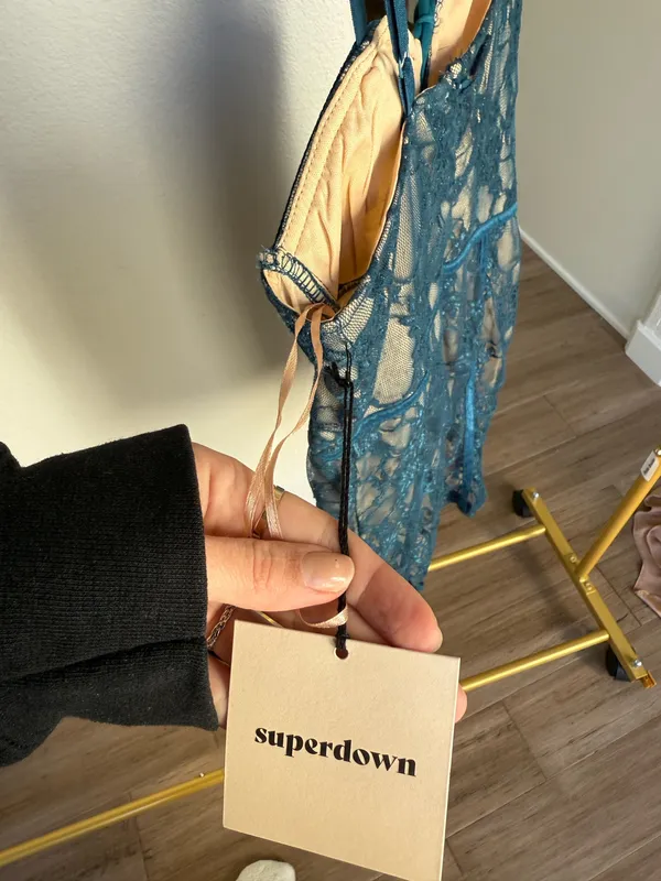 Super down blue lace mini dress  - Image 3