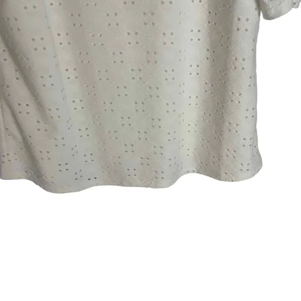 CeCe White Eyelet Puff Sleeve Blouse‎ Scoop Neck Top Small Coquette Feminine - Image 3