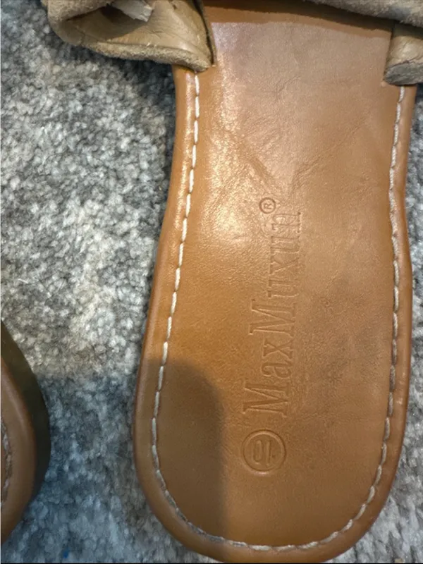 Suede Ruffle Slide Sandals in Tan Size 10 - Image 5