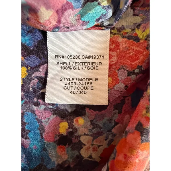 Joie 100% Silk Floral Print V-Neck Blouse Top Women's S Multicolor Cap Sleeve - Image 7
