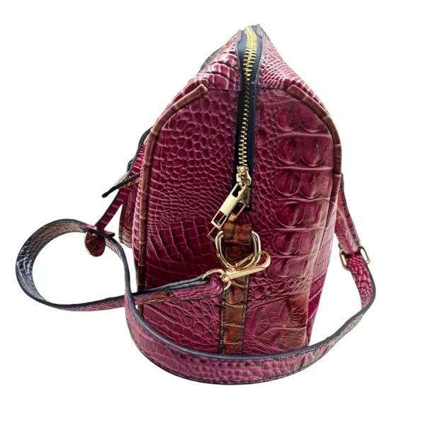 Vegan Leather Rainbow Multicolor Purple Crocodile Embossed Crossbody Satchel Bag - Image 6