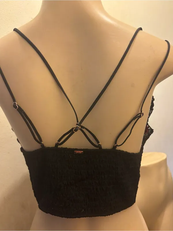 Victoria's Secret Black Lace Bralette with Multicolor Floral Embroidery - Image 4