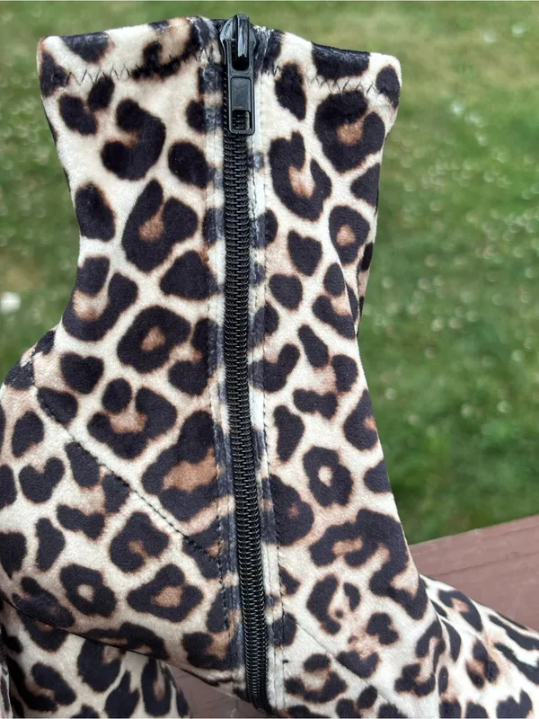 Steve Madden Leopard-Print Pointed Toe Ankle Boots - Black/Tan/Cream - Image 7