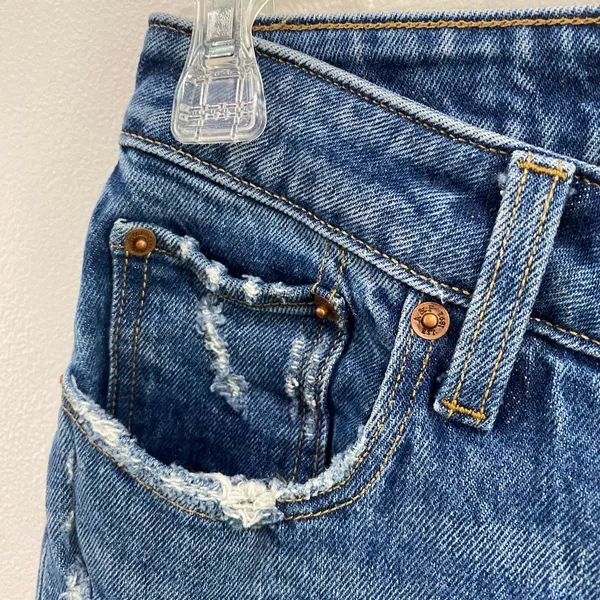 Abercrombie High Rise Mom Jeans‎ Raw Hem Ankle Denim Y2K 25 0S - Image 6