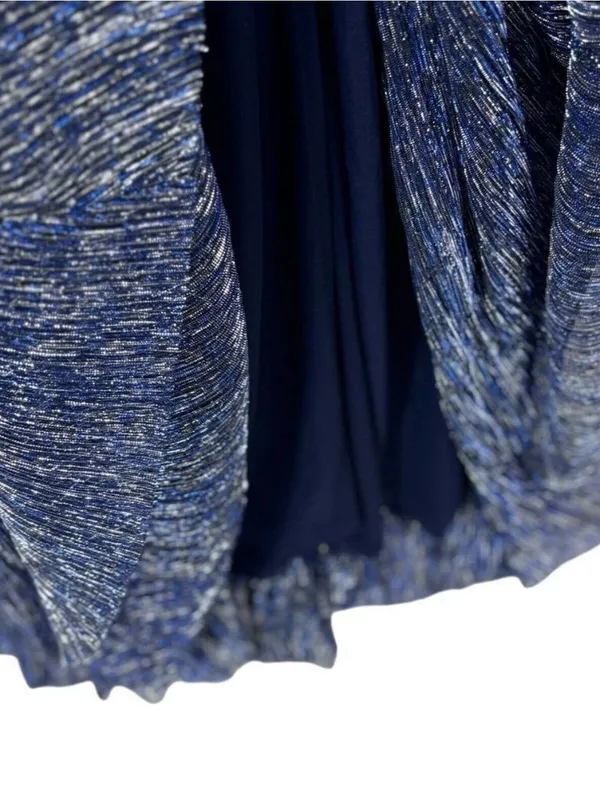 Luxxel Lulus Magical Looks Sparkly Maxi Dress Navy Blue Deep V-Neck Metallic Gown NWT S - Image 11