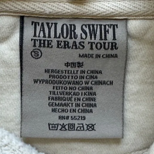 Taylor Swift Eras Tour Merch Hoodie Beige Graphic Concert Sweatshirt S *Flaws* - Image 8