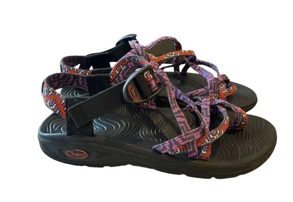 Chacos Z/2 1215 EcoTread Strappy Outdoors Sporty Purple Black Orange Sandals Sz 7 - Image 3