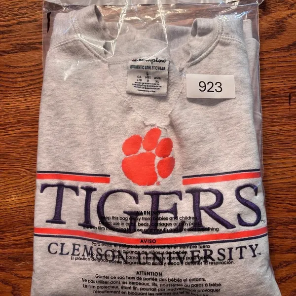 Clemson University Tigers‎ Champion Sweatshirt Light Grey Women's Size L Sports - Image 9