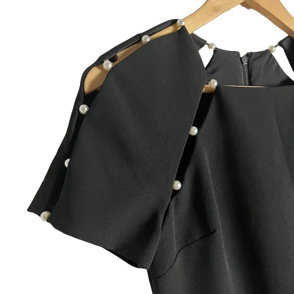 Alice + Olivia Kristiana Pearl Embellished Fitted Black Sheath Mini Dress Size 2 - Image 5