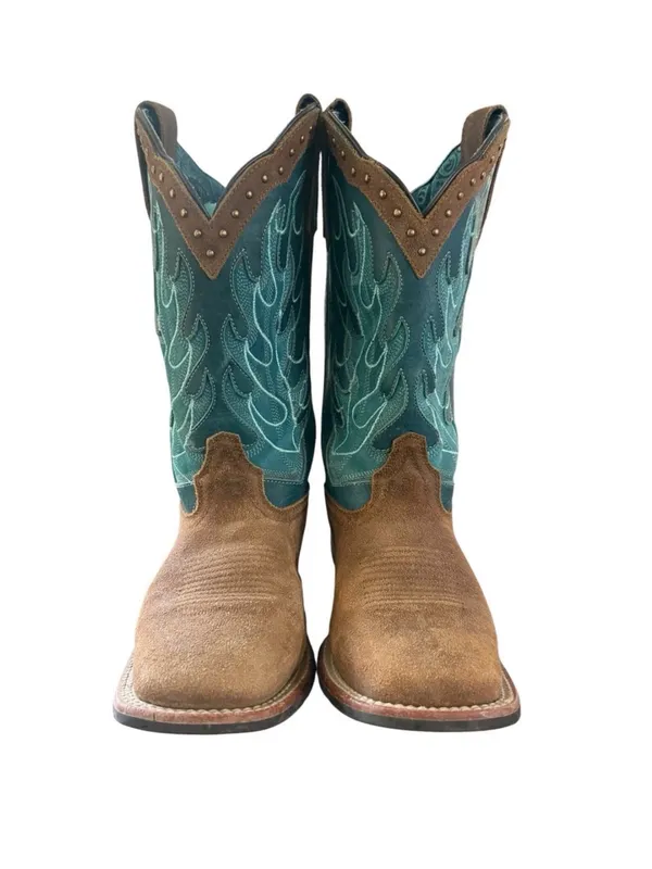 Laredo Women's Faye Broad Square Toe Leather Boots Womens Size 7.5 - Image 6