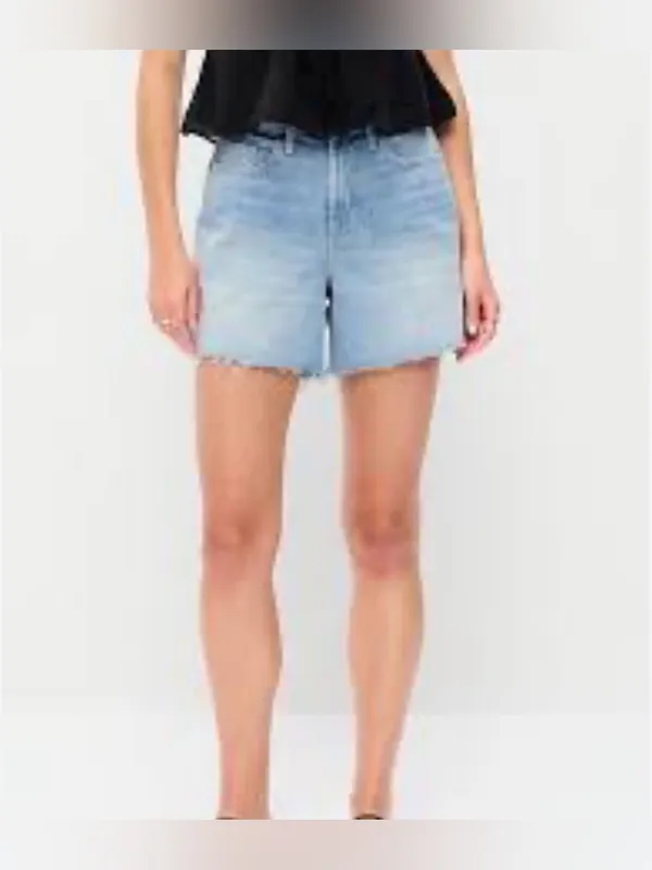 Old Navy High-Waisted Baggy Jean Shorts Light Wash Frayed Cut Offs 2026 Size 10 - Image 3