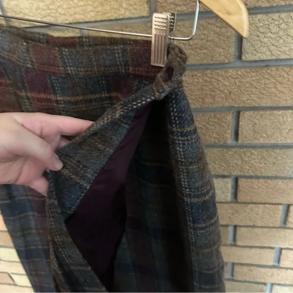 Vintage Jack Winter Plaid Midi Skirt Women’s 100% Wool Multicolor 28” Waist - Image 3