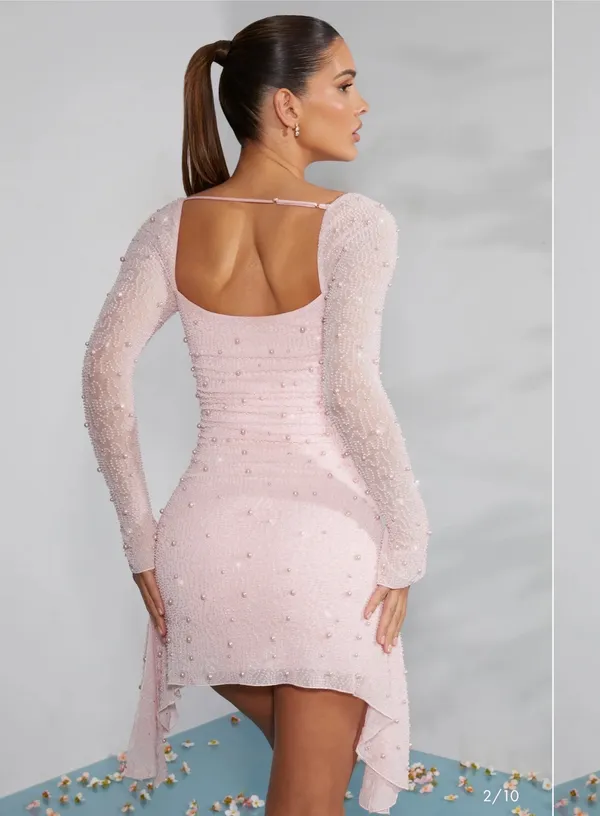 Oh Polly Beautiful beaded pink dress - Image 5