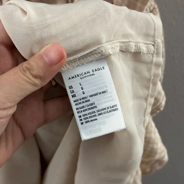 American Eagle Women‎ Beige Plaid Mini dress size L - Image 10
