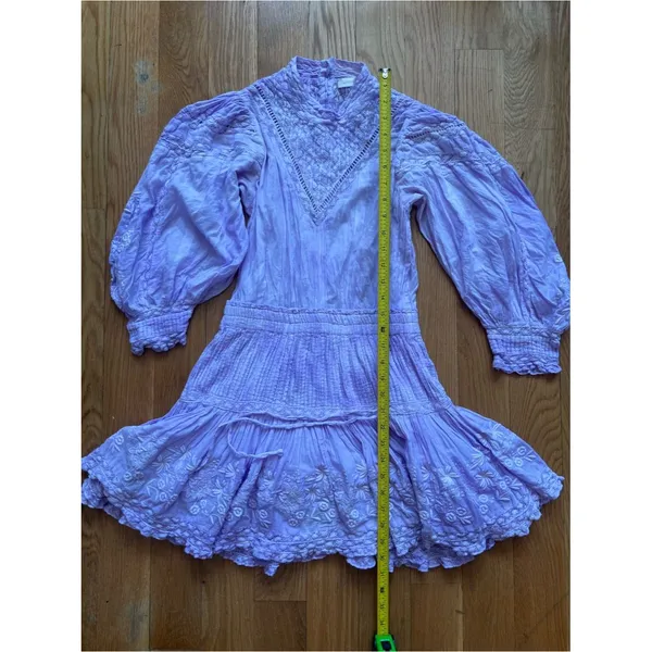 LoveShackFancy Viola Dress In Lavender Lilac Purple Lace Button Back Cotton Sz S - Image 10