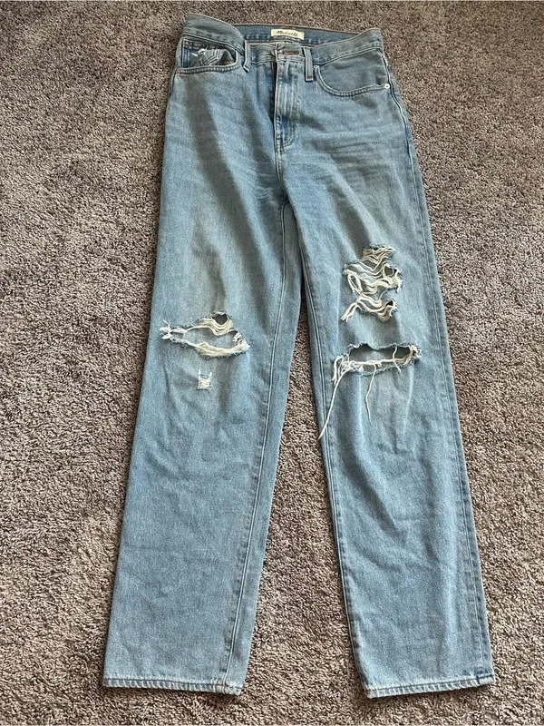 Madewell Light Blue Distressed Straight-Leg Jeans - Image 2