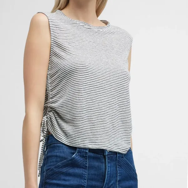 NWT Frame striped black white muscle tank‎ tie cinches large relaxed fit basic - Image 6