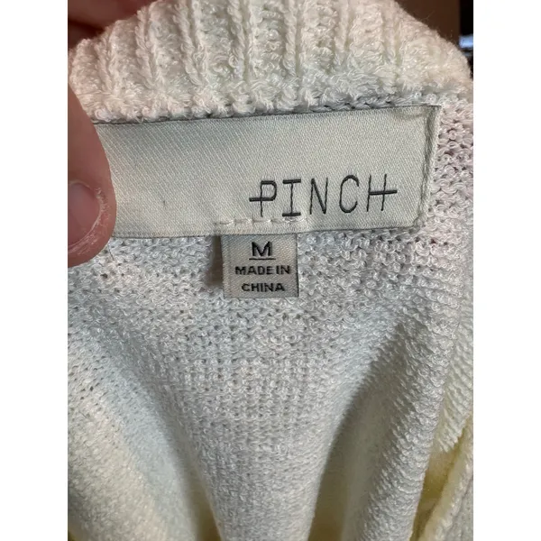 Pinch Cream Crochet Floral Applique Knit Sweater Medium Ivory Pullover Boho - Image 6