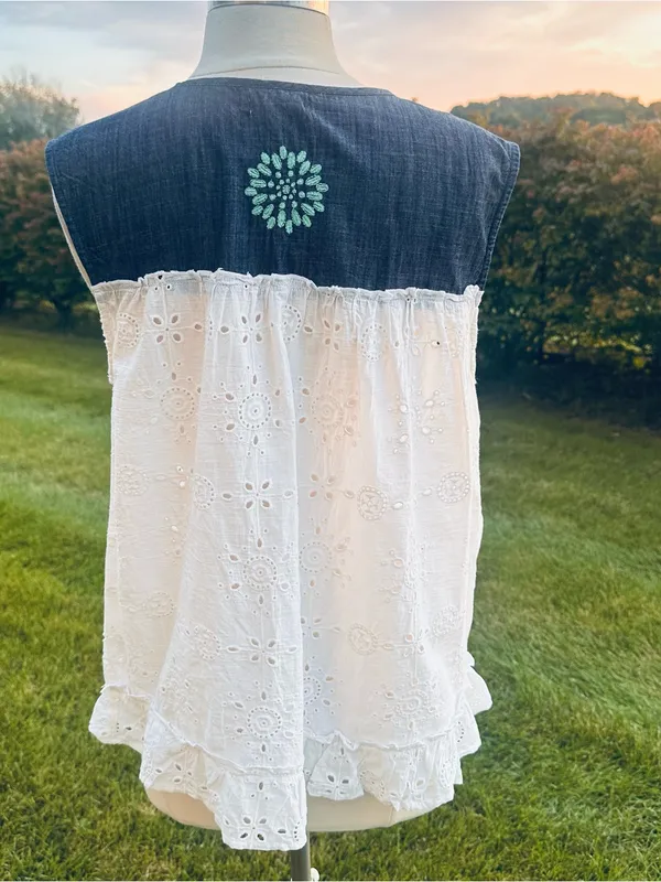 THML Sleeveless Boho White Eyelet Top - Image 10