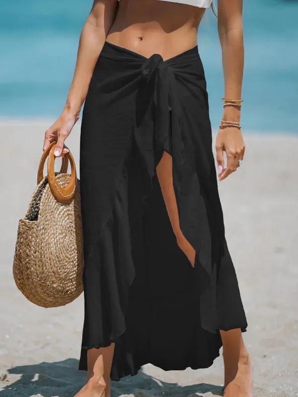 Cupshe Black Side Tie Midi Sarong O/S - Image 2