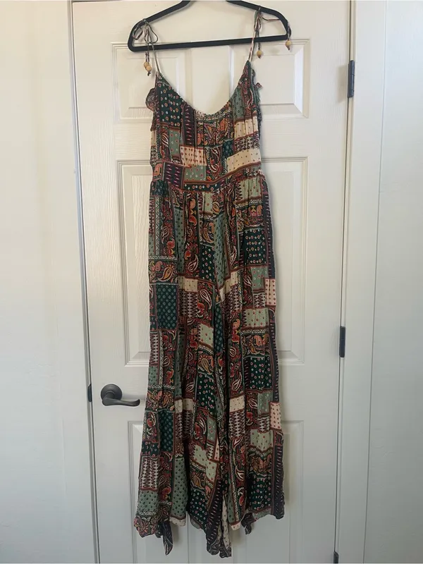 NWT Women’s Natural Life Golden Eye Wide Leg Paisley Patchwork Jumpsuit Size M - Image 6