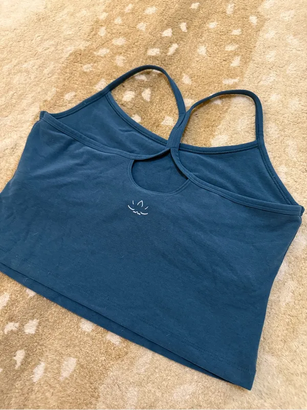 Beyond Yoga Spacedye Slim Racerback Cropped Tank Teal Sea Heather L - Image 5