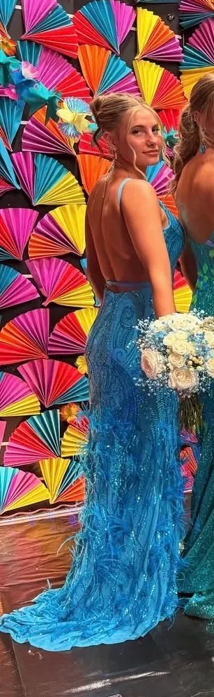 Prom Dress Blue Size 4 - Image 3