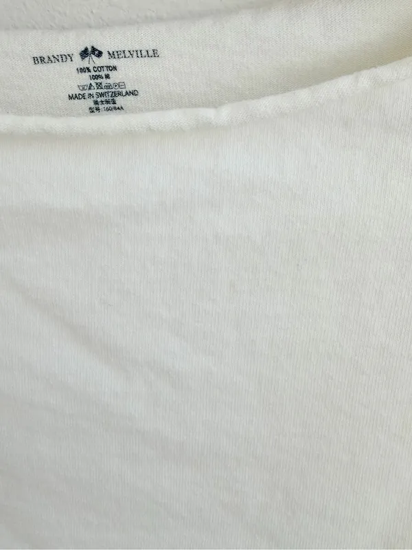 Brandy Melville White Off the houlder Crop Top 100% Cotton - Image 3