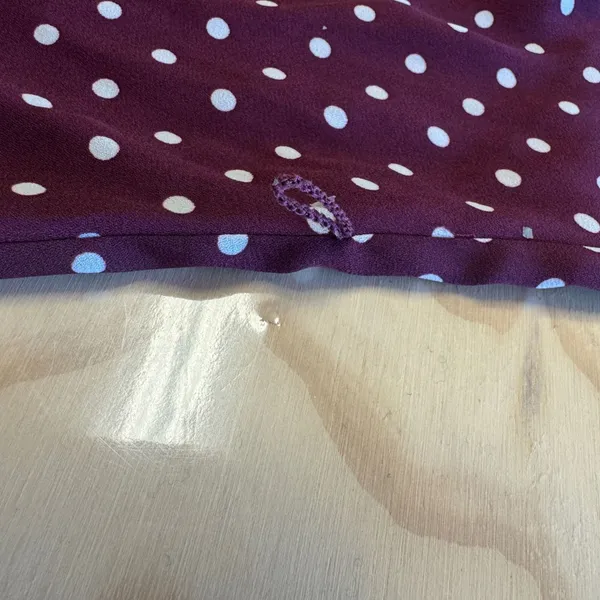 Motherhood Maternity Blouse Small Burgundy Polka Dot V-Neck Long Sleeve Top - Image 6
