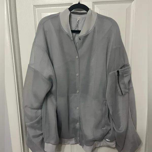 Alo Yoga‎ Field Mesh Jacket Full Zip Dove Grey large - Image 2