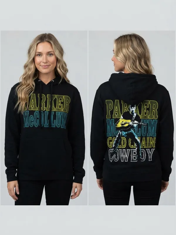 Official Parker McCollum "Gold Chain Cowboy" Tour Hoodie - Black - Size Medium - Image 2