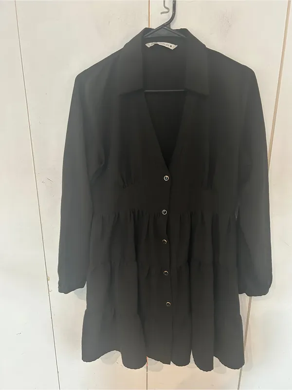 Zara Black Dress with Collar - Image 2