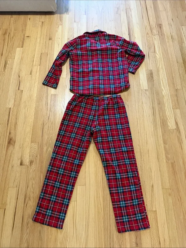 Lauren Ralph Lauren Tartan Plaid Fleece Pajama Set Sz L - Image 10