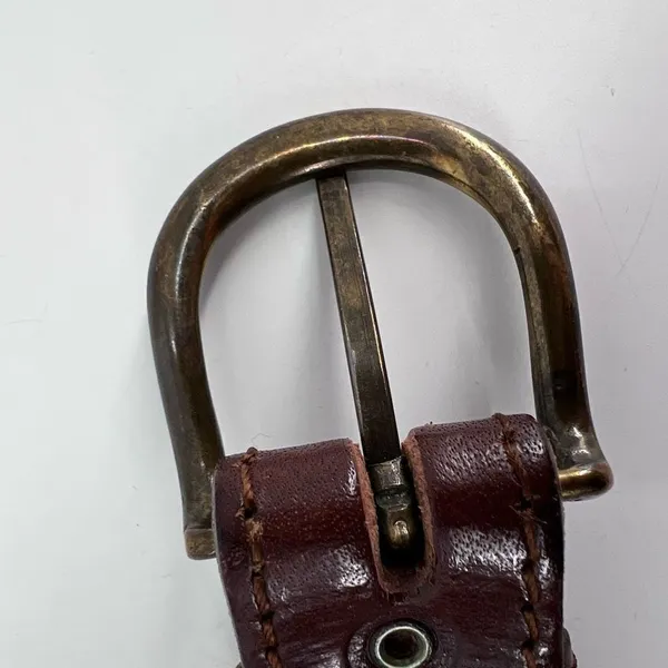 Vintage‎ Women's Real Leather Stitch Point Adjustable Buckle Belt Brown One Size - Image 6