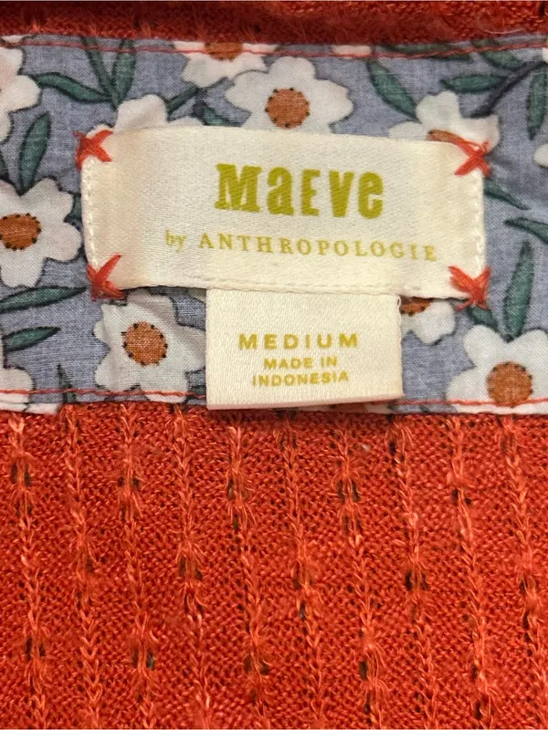 Maeve Anthropologie Addie Ruffled Hacci Pullover Sweater Orange Medium - Image 2