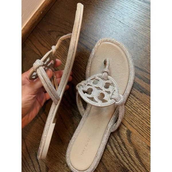 TORY BURCH Women's Miller Knotted Pave Sandal Sz 10 - Image 10