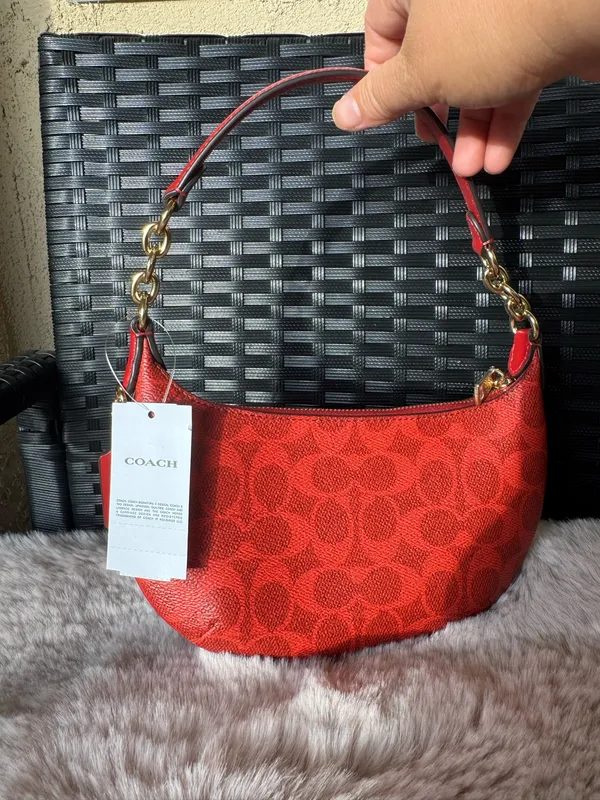 COACH Mini Payton Bag Signature Canvas Leather CEL06 Crimson Red NWT - Image 3