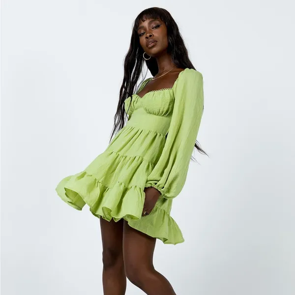 Princess‎ Polly Danny Long Sleeve Mini Dress Green Size 8 - Image 7