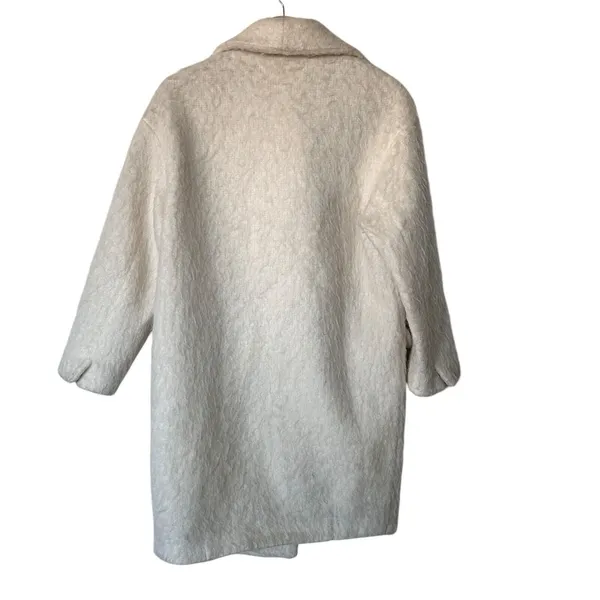 Mango Coat XS wool blend woven in Italy Cream oversized overcoat - Image 9