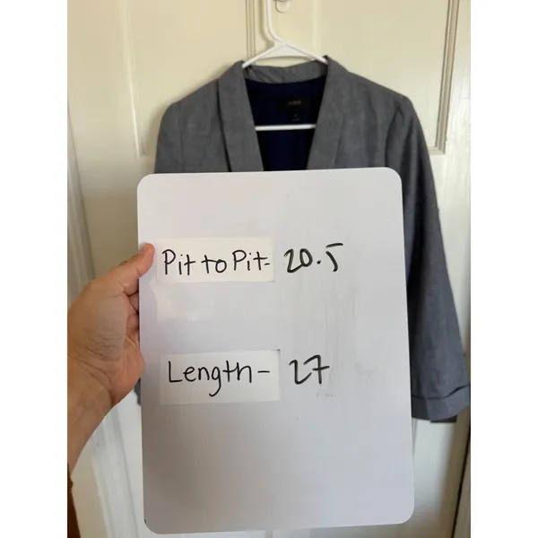 J.Crew Unstructured Shawl Collar linen cotton blend blue/gray blazer size 8 - Image 5