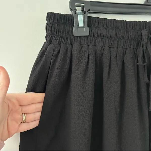 Baltic Born Black High Rise Wide Leg Pull On Drawstring Casual Trouser Pants M - Image 4