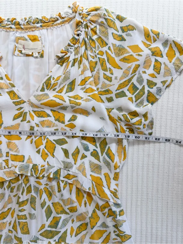 Anthropologie Mosaic Print Tiered Mini Dress with Flutter Sleeves - Image 6