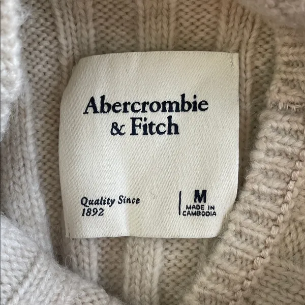 Abercrombie & Fitch Cream Ribbed Turtleneck Sweater - Image 6