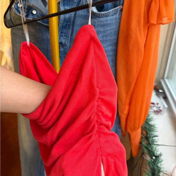 Red Women's Top Size L - Image 3