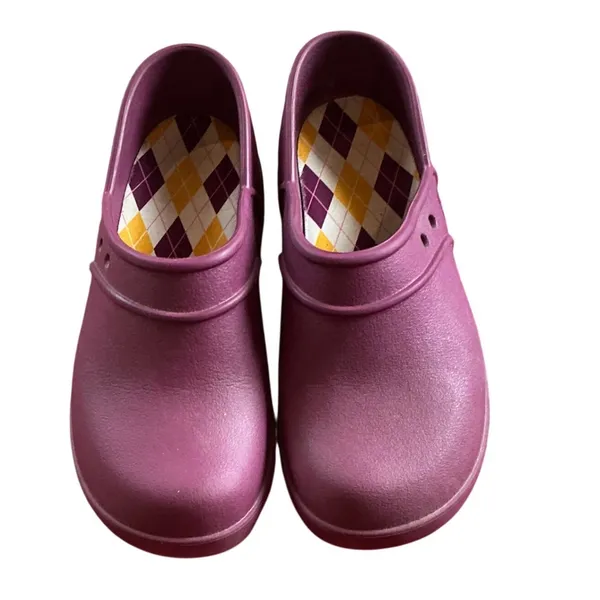 Crocs Alice Work Clogs Womens 8 Purple Burgundy Mules Slip Resistant Shoes - Image 2