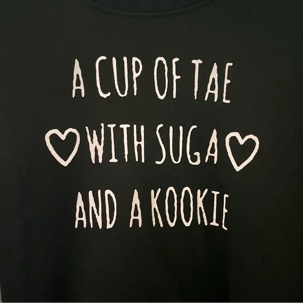 BTS Kpop Quote Black Long-Sleeve Fleece Pullover Crewneck Sweatshirt - Image 5