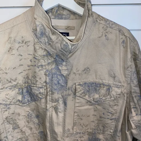 Vintage Chaps Light Blue Tan Floral Rose Utility Chore Coat Boho Western Spring - Image 13