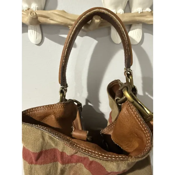 BURBERRY Canvas Mega Check Medium Ashby Hobo Saddle Q‎ - Image 3